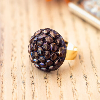 Grande bague Gilberte bronze - Assuna Vintage Crafts - bague dorée style rétro, bague art déco, bague vintage doré pour femme, bijoux bagues rétro dorés faits main en pièce unique, bague au style rétro, bague vintage fait main, bague cadeau