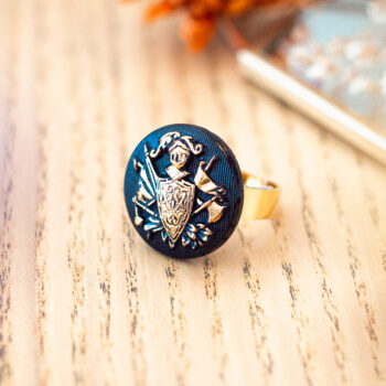 Grande bague Ivaine - Assuna Vintage Crafts - bague dorée style rétro, bague art déco, bague vintage doré pour femme, bijoux bagues rétro dorés faits main en pièce unique, bague au style rétro, bague vintage fait main, bague cadeau