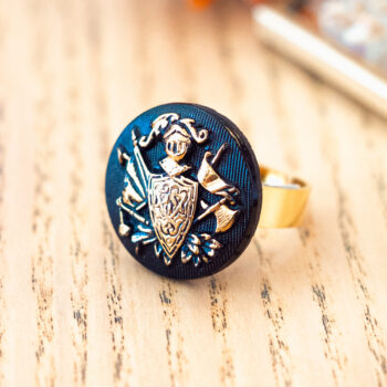 Grande bague Ivaine - Assuna Vintage Crafts - bague dorée style rétro, bague art déco, bague vintage doré pour femme, bijoux bagues rétro dorés faits main en pièce unique, bague au style rétro, bague vintage fait main, bague cadeau