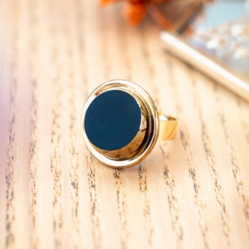 Grande bague Uta - Assuna Vintage Crafts - bague dorée style rétro, bague art déco, bague vintage doré pour femme, bijoux bagues rétro dorés faits main en pièce unique, bague au style rétro, bague vintage fait main, bague cadeau