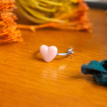 Bague fine Barbara rose argentée - bague boutons ancien cœur - bague coeur - bague saint-valentin