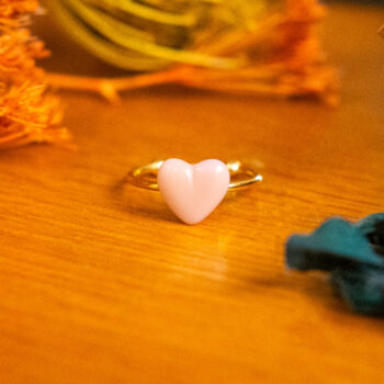Bague fine Barbara rose dorée - bague boutons ancien cœur - bague coeur - bague saint-valentin