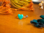 Bague fine Barbara turquoise argentée – bague boutons ancien cœur – bague coeur – bague saint-valentin