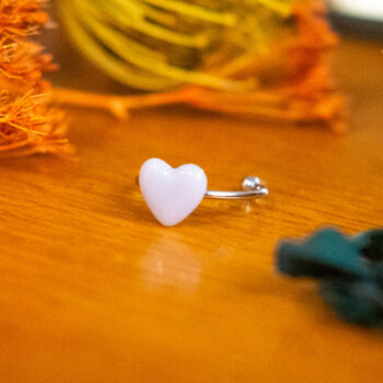 Bague fine Barbara violet argentée - bague boutons ancien cœur - bague coeur - bague saint-valentin