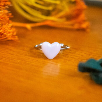 Bague fine Barbara violet argentée - bague boutons ancien cœur - bague coeur - bague saint-valentin