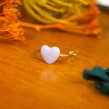 Bague fine Barbara violet dorée - bague boutons ancien cœur - bague coeur - bague saint-valentin