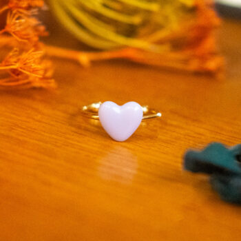 Bague fine Barbara violet dorée - bague boutons ancien cœur - bague coeur - bague saint-valentin